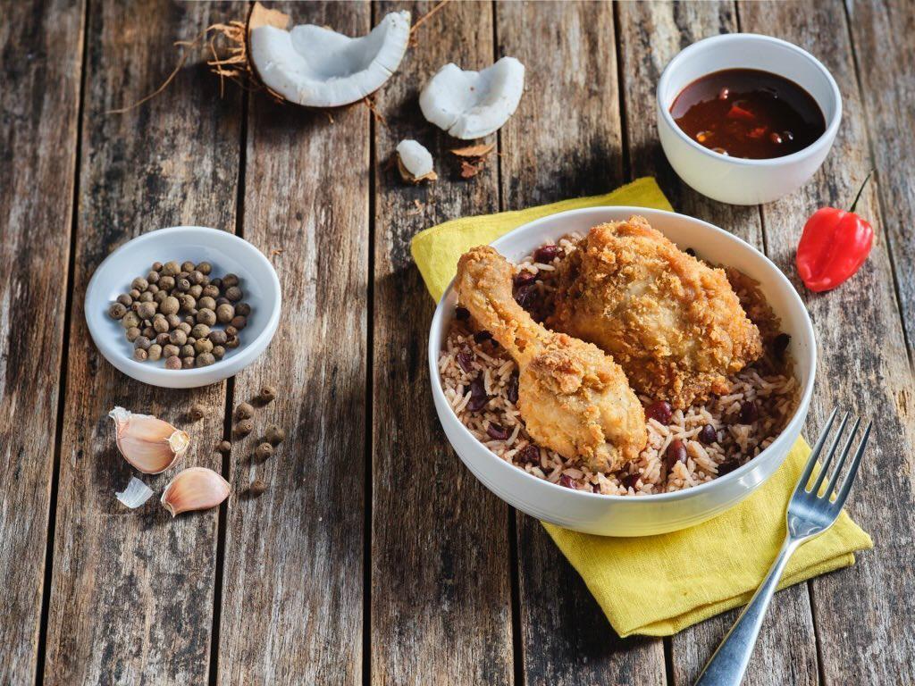Fried Chicken with Rice & Peas