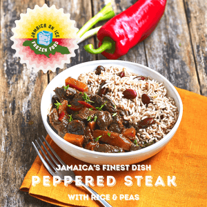 Pepper Steak with Rice & Peas