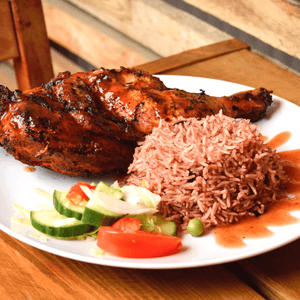 Jamaican Food Near Me. Jerk Chicken with Rice & Peas Delivery UK. Frozen Ready Meals