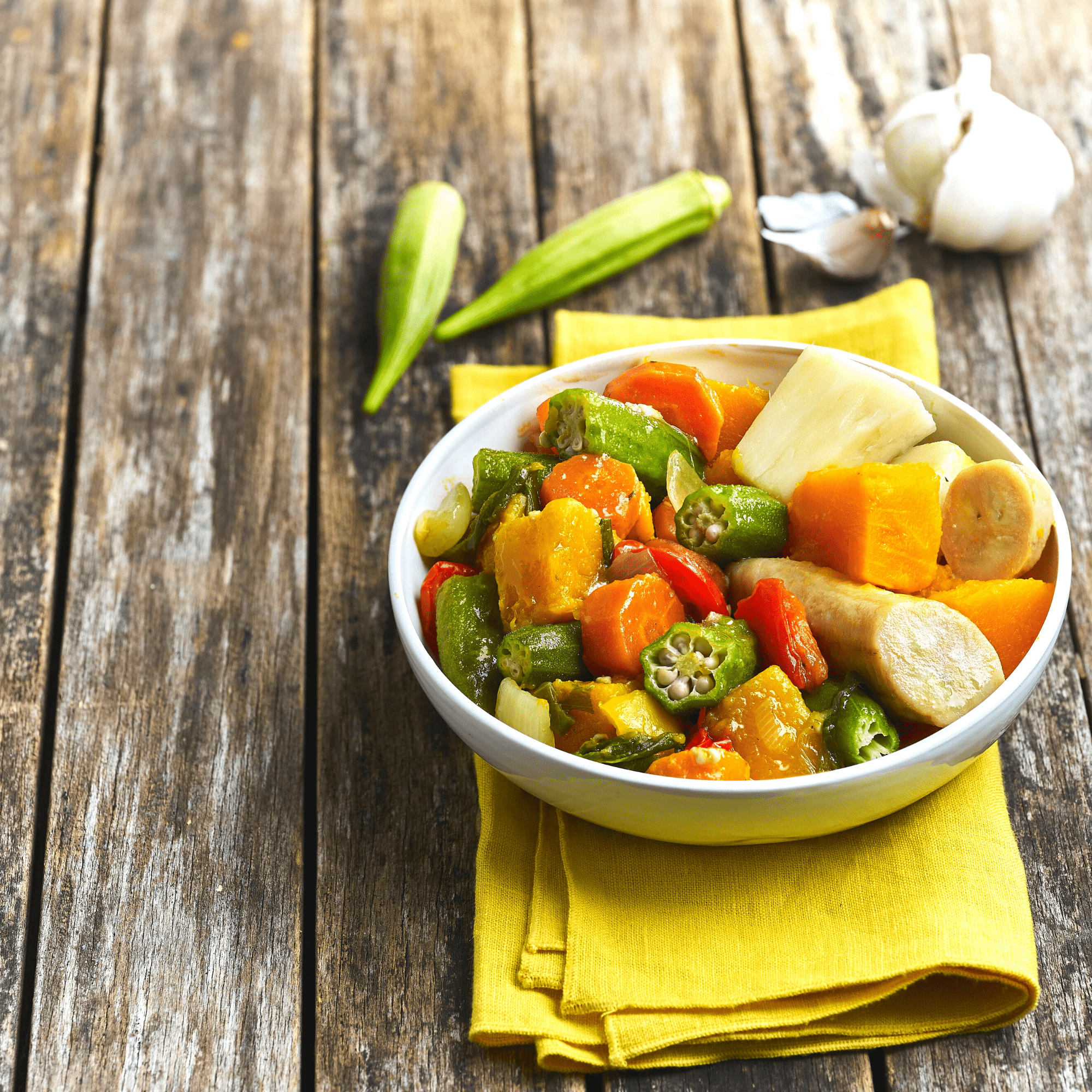 Steamed Okra with Fresh Vegetables