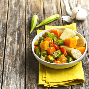 Steamed Okra with Fresh Vegetables